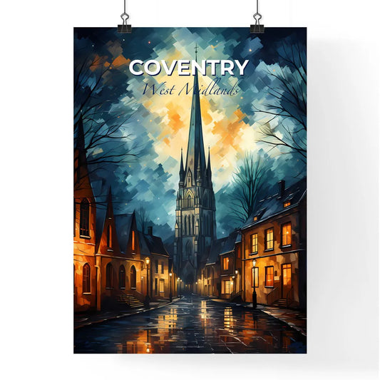 Coventry, West Midlands, A Poster of a street with a church and a moon Default Title