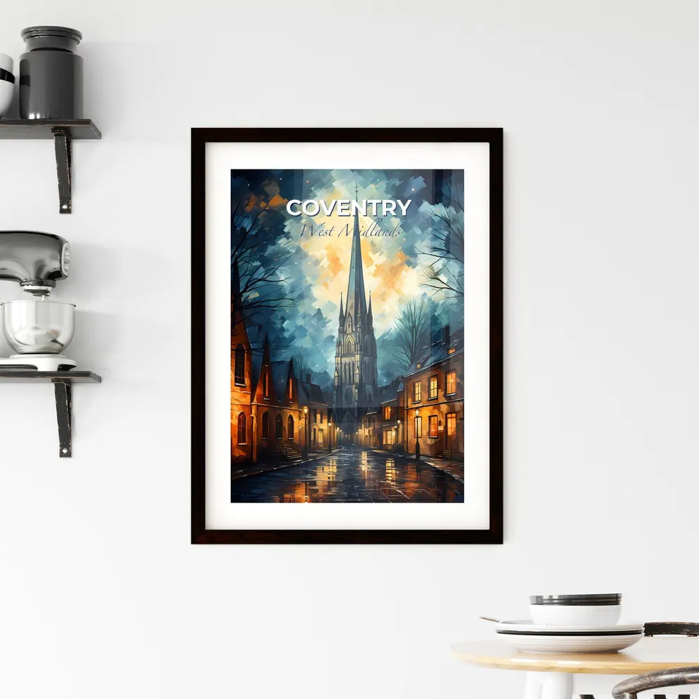 Coventry, West Midlands, A Poster of a street with a church and a moon Default Title