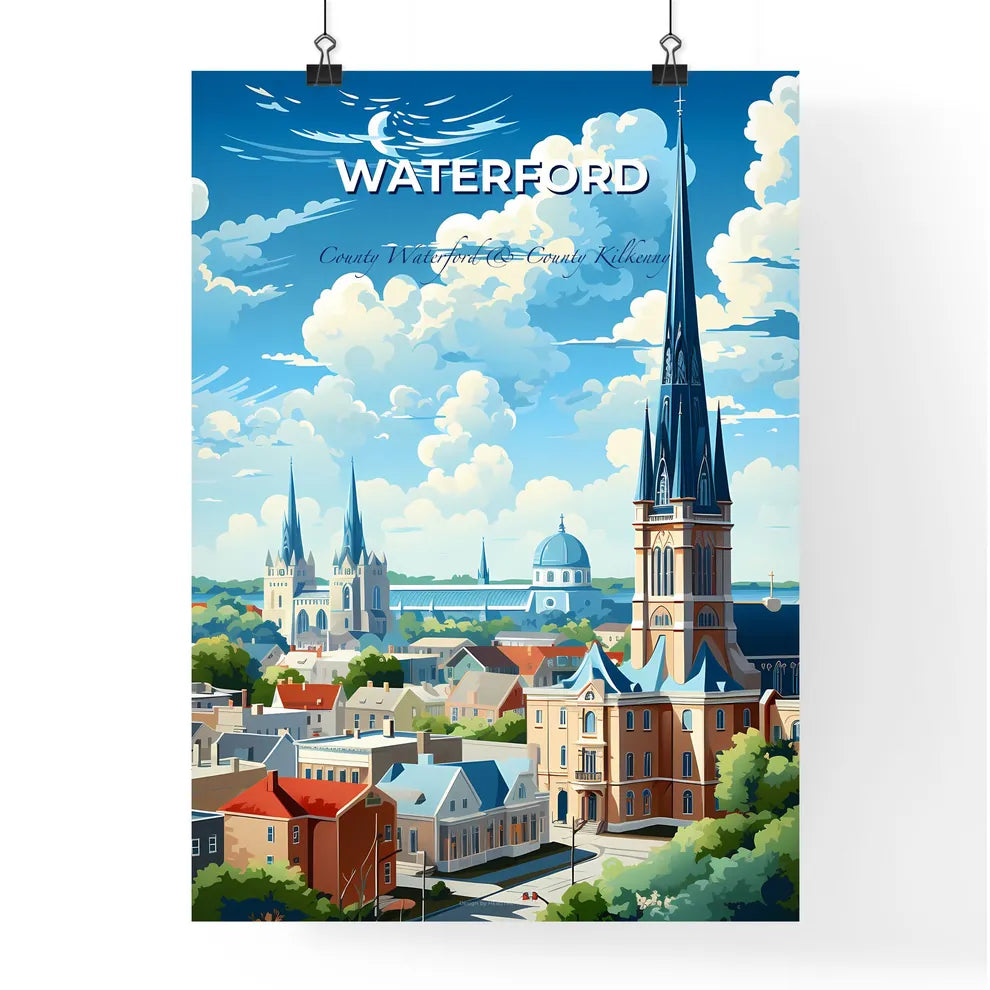 Waterford, County Waterford & County Kilkenny, A Poster of a city with a tall tower and buildings Default Title
