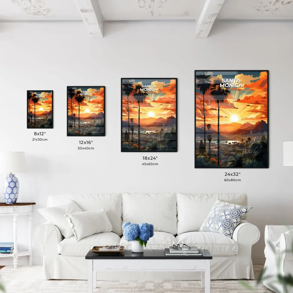 Santa Monica, California, A Poster of a sunset over a city Default Title