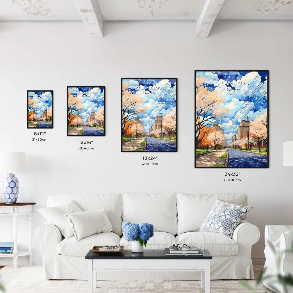 Kalamazoo, Michigan, A Poster of a street with trees and buildings on either side of it Default Title