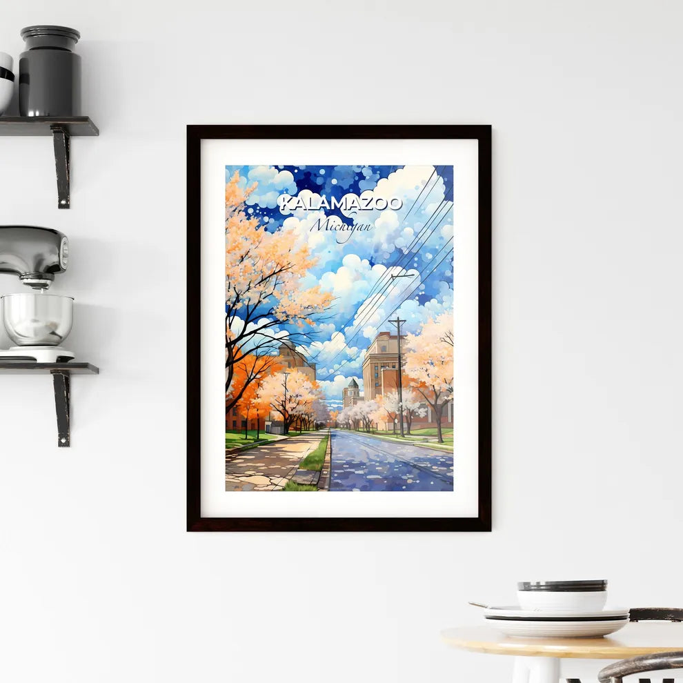 Kalamazoo, Michigan, A Poster of a street with trees and buildings on either side of it Default Title