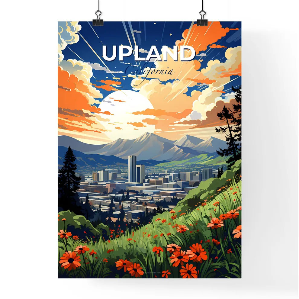 Upland, California, A Poster of a landscape of a city with mountains and trees Default Title