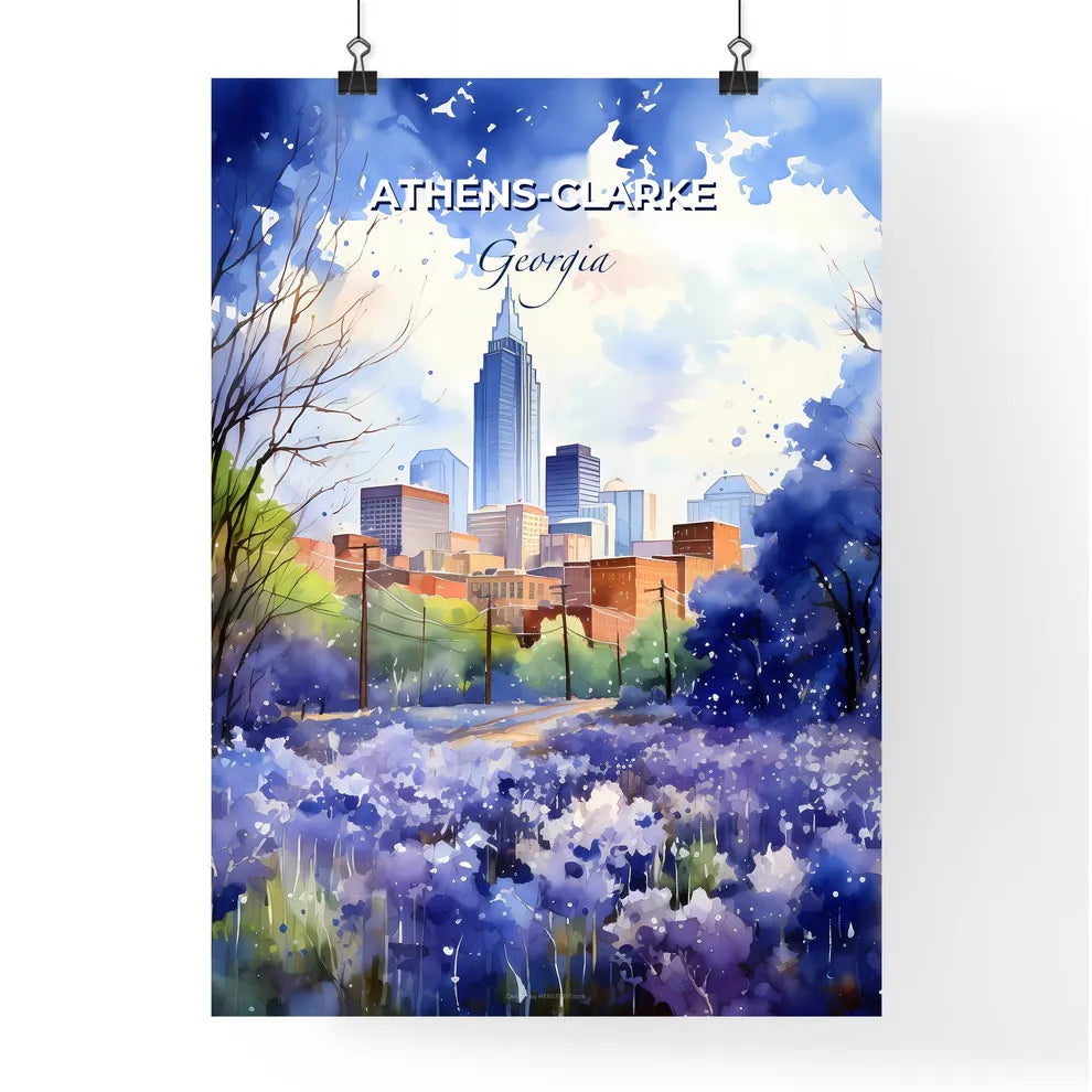Athens-Clarke, Georgia, A Poster of a watercolor of a city Default Title