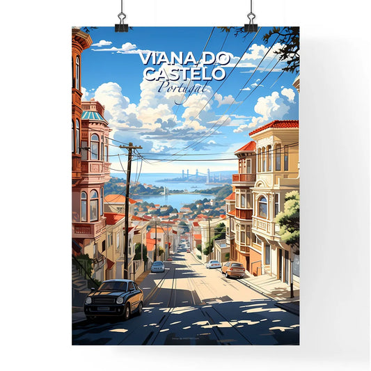 Viana Do Castelo, Portugal, A Poster of a street with cars and buildings on the side Default Title