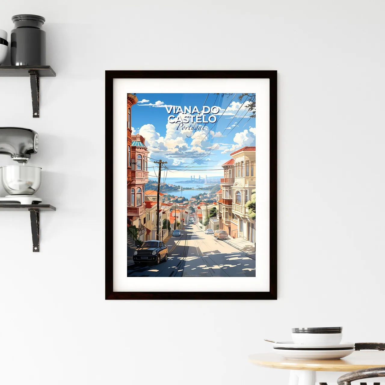 Viana Do Castelo, Portugal, A Poster of a street with cars and buildings on the side Default Title