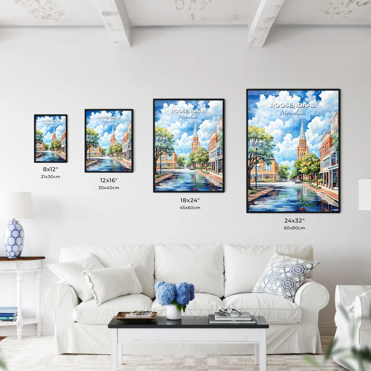 Roosendaal, Netherlands, A Poster of a street with a church tower and trees Default Title