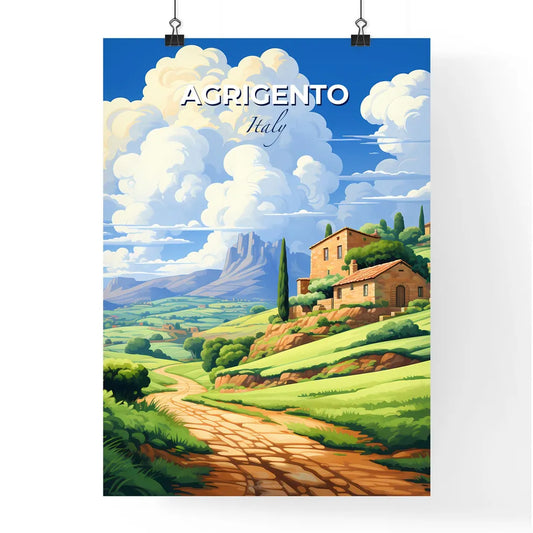Agrigento, Italy, A Poster of a landscape with a house and a road Default Title