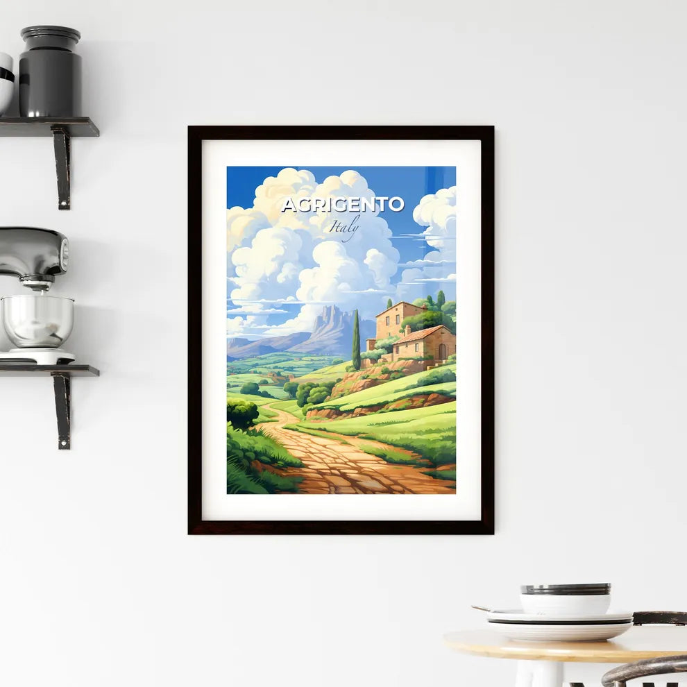 Agrigento, Italy, A Poster of a landscape with a house and a road Default Title