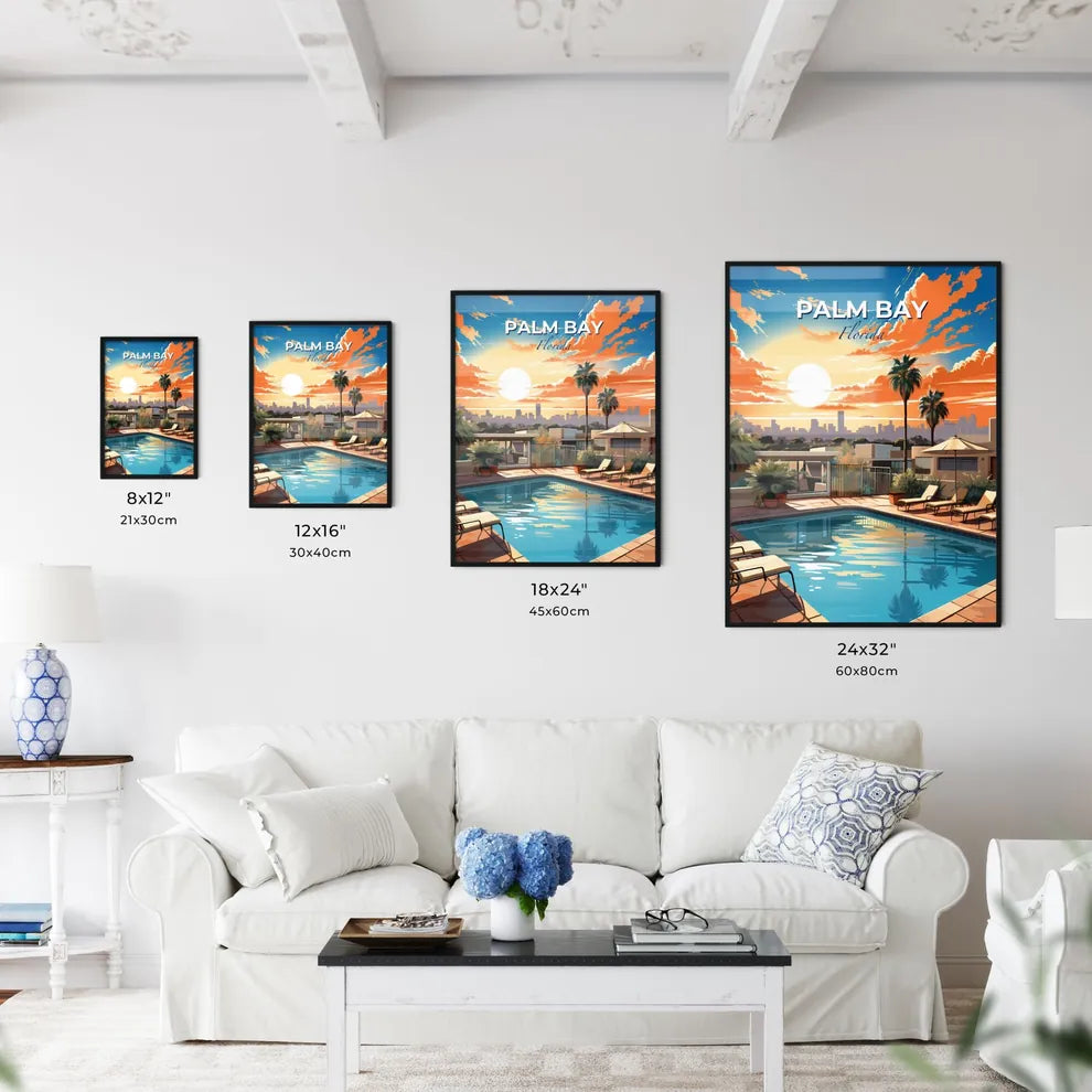 Palm Bay, Florida, A Poster of a pool with chairs and a building in the background Default Title