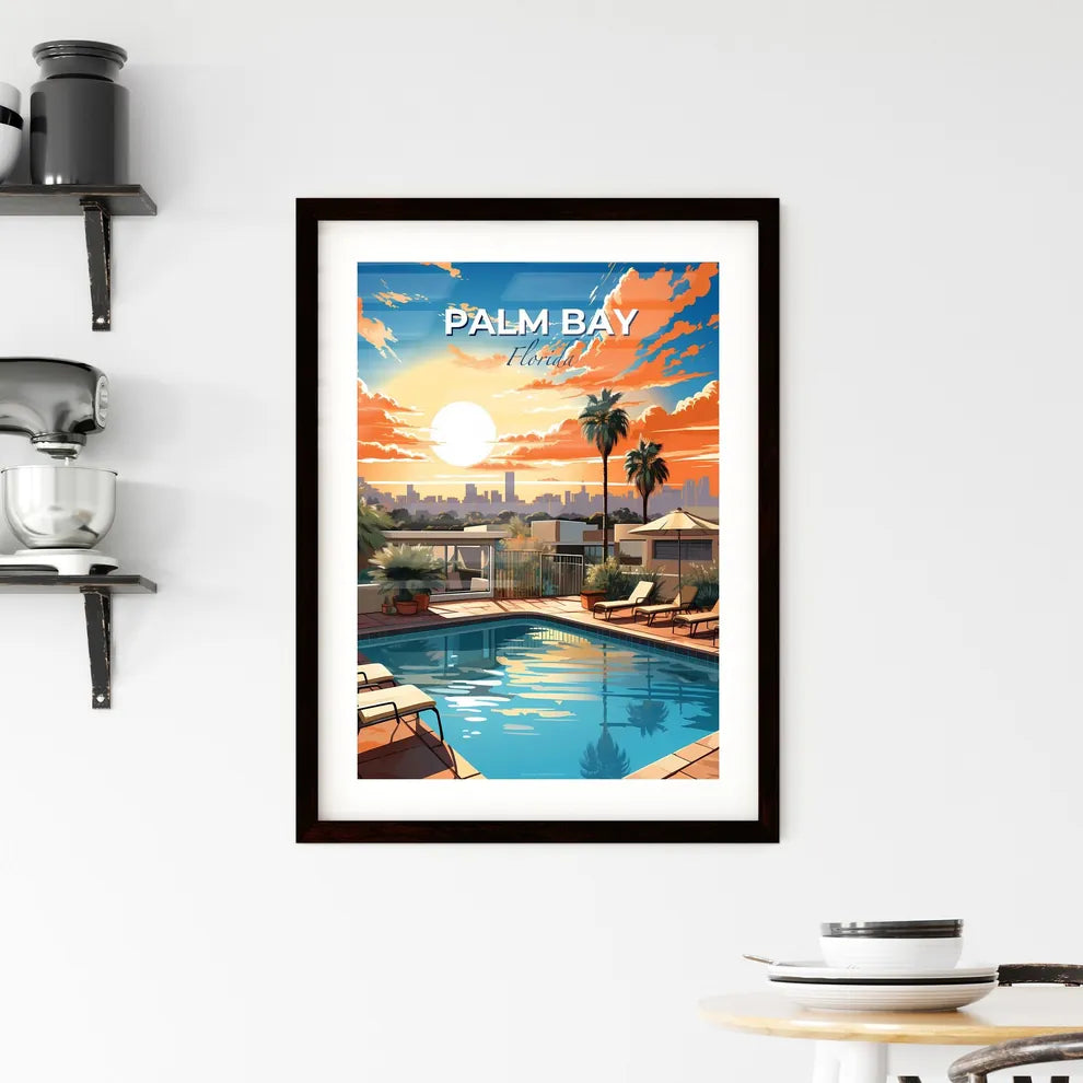 Palm Bay, Florida, A Poster of a pool with chairs and a building in the background Default Title