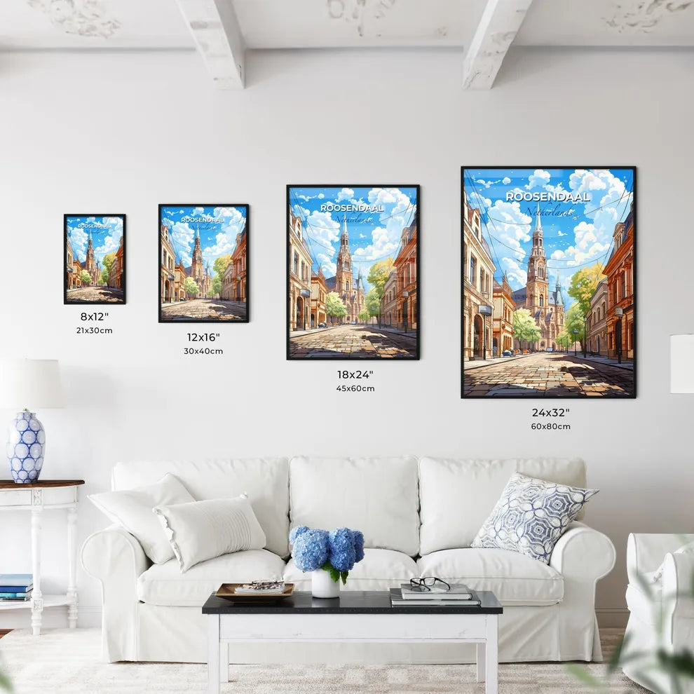 Roosendaal, Netherlands, A Poster of a street with a church and buildings Default Title