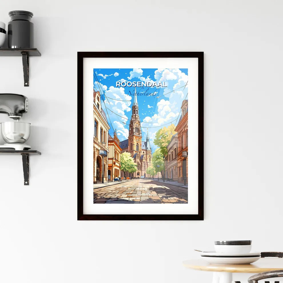 Roosendaal, Netherlands, A Poster of a street with a church and buildings Default Title