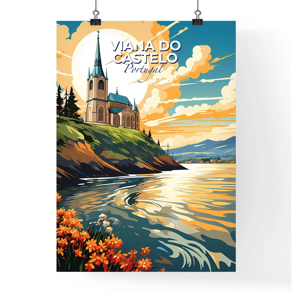 Viana Do Castelo, Portugal, A Poster of a church on a hill by a body of water Default Title
