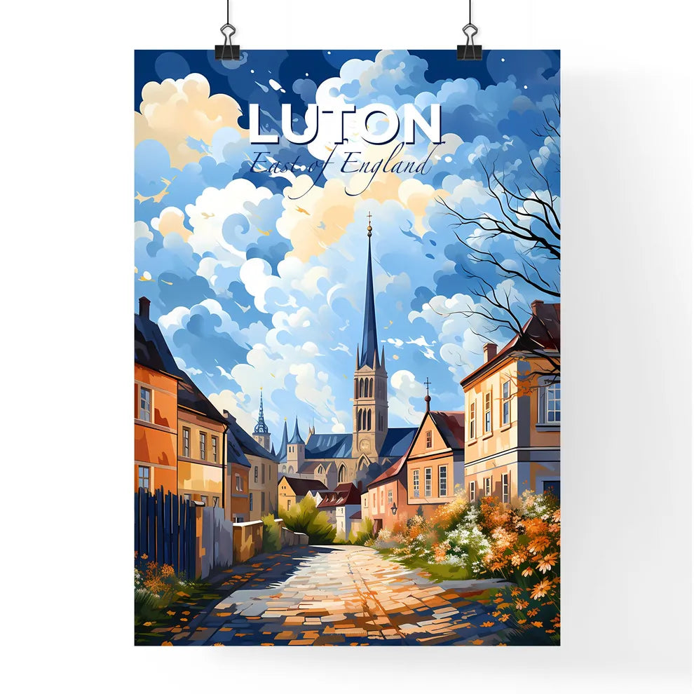 Luton, East of England, A Poster of a street with a church in the background Default Title