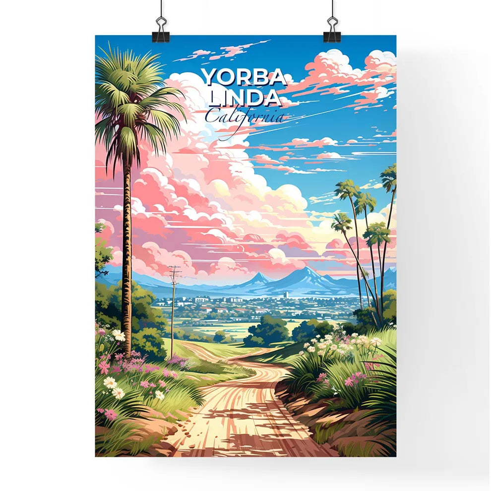 Yorba Linda, California, A Poster of a road through a valley with palm trees and flowers Default Title
