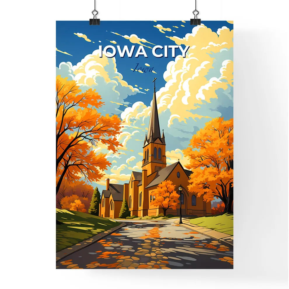 Iowa City, Iowa, A Poster of a church with trees and a road Default Title