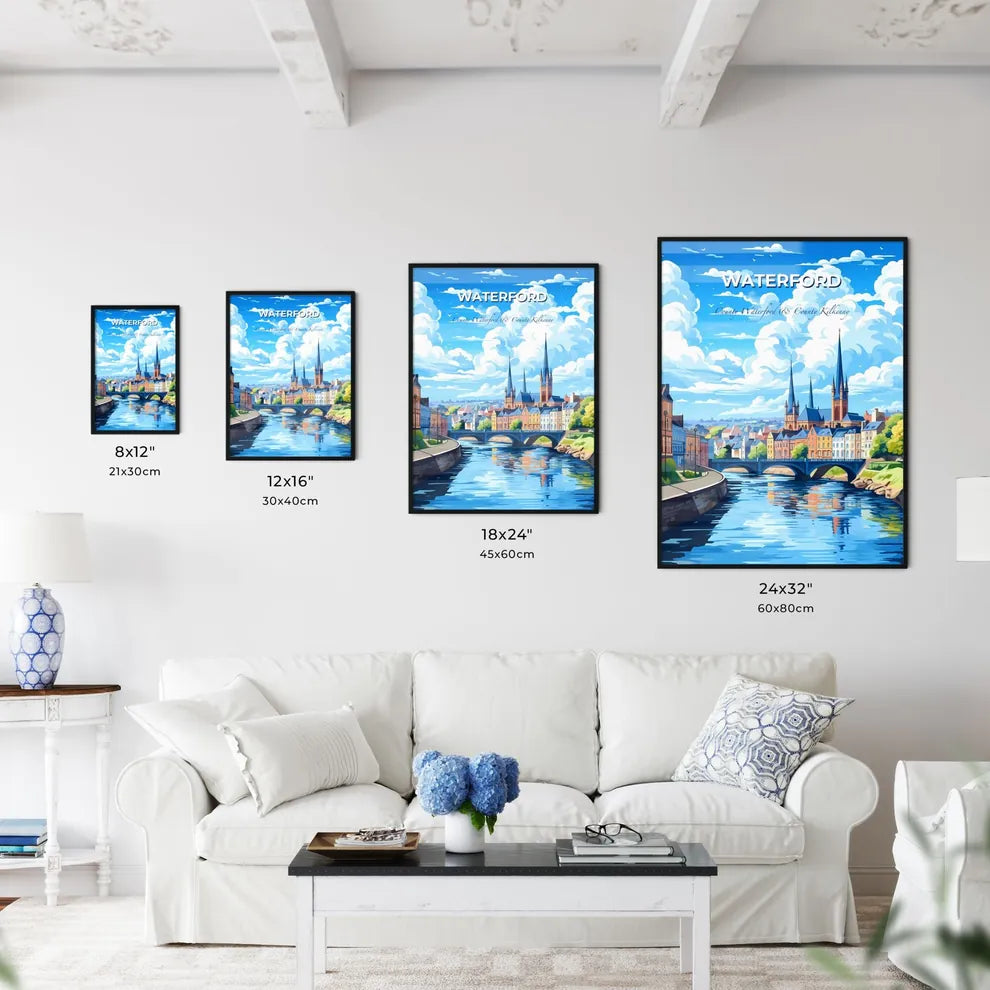 Waterford, County Waterford & County Kilkenny, A Poster of a river with a bridge and a city with towers Default Title