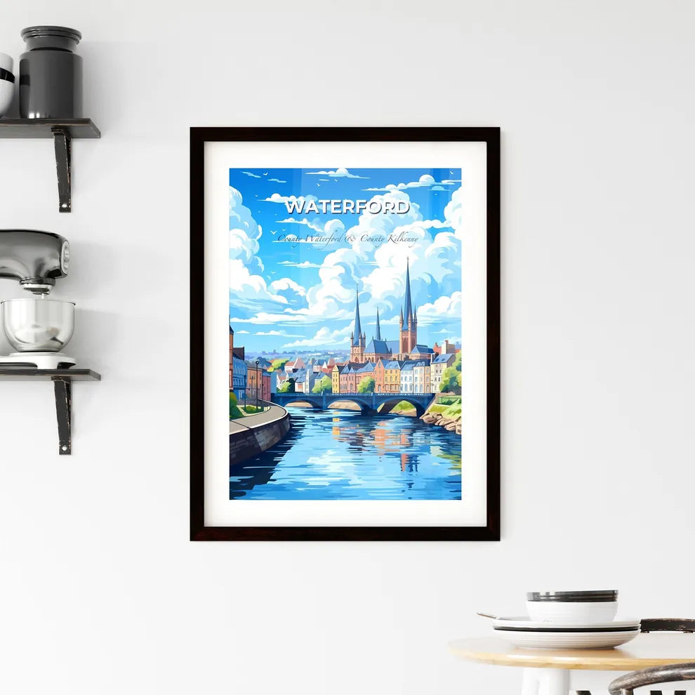 Waterford, County Waterford & County Kilkenny, A Poster of a river with a bridge and a city with towers Default Title