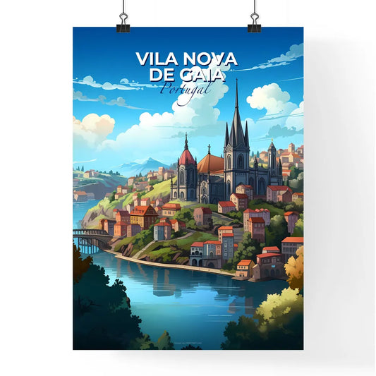 Vila Nova De Gaia, Portugal, A Poster of a castle on a hill with a river and trees Default Title