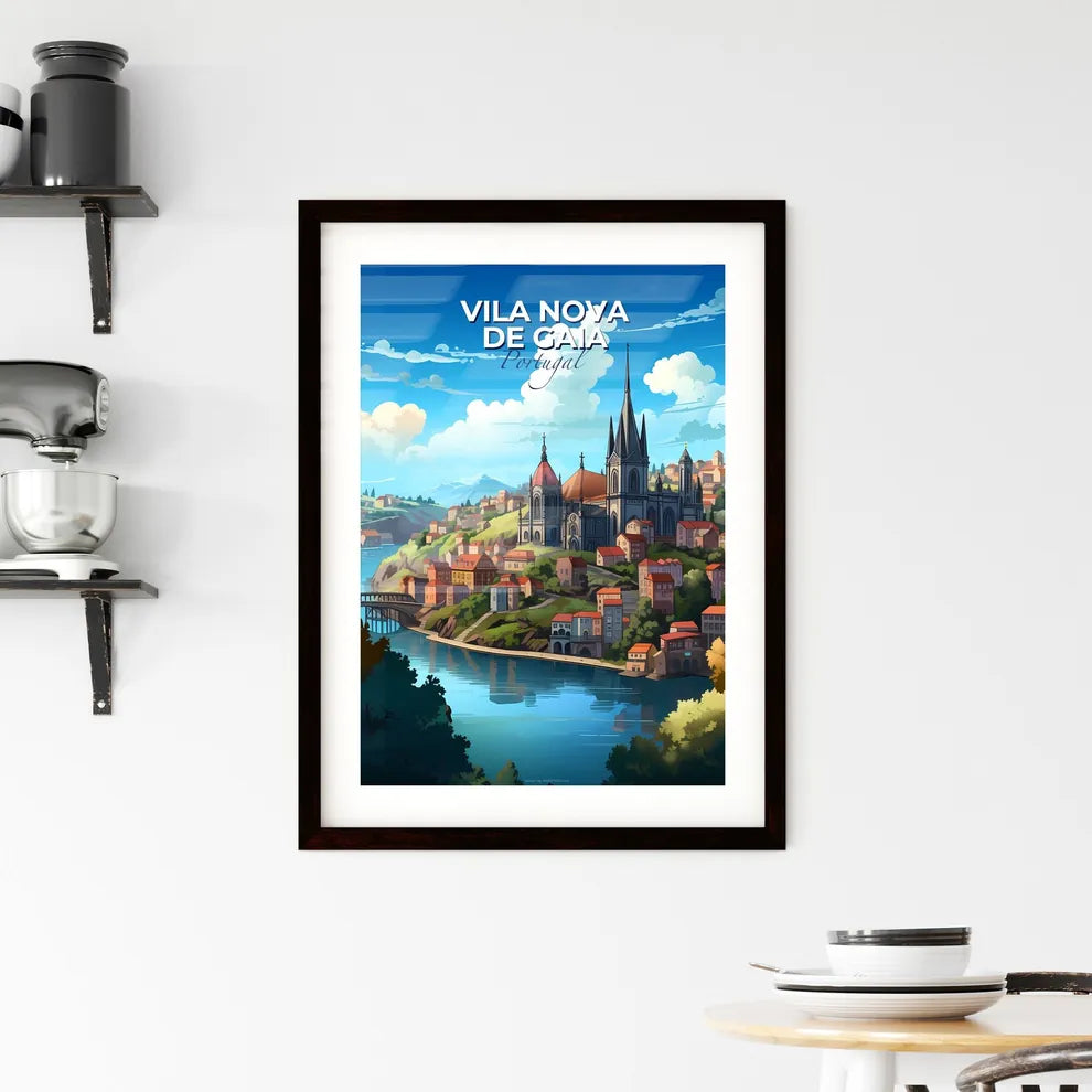 Vila Nova De Gaia, Portugal, A Poster of a castle on a hill with a river and trees Default Title