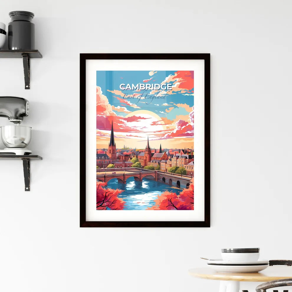 Cambridge, East of England, A Poster of a colorful city with a bridge and a river Default Title