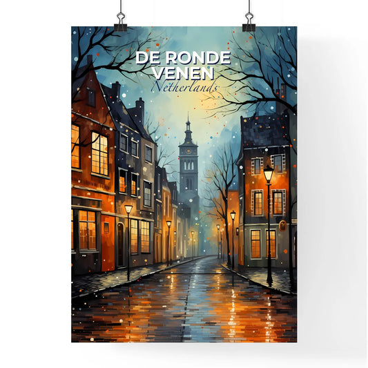 De Ronde Venen, Netherlands, A Poster of a street with buildings and a clock tower Default Title