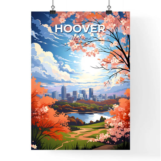 Hoover, Alabama, A Poster of a city landscape with trees and a river Default Title