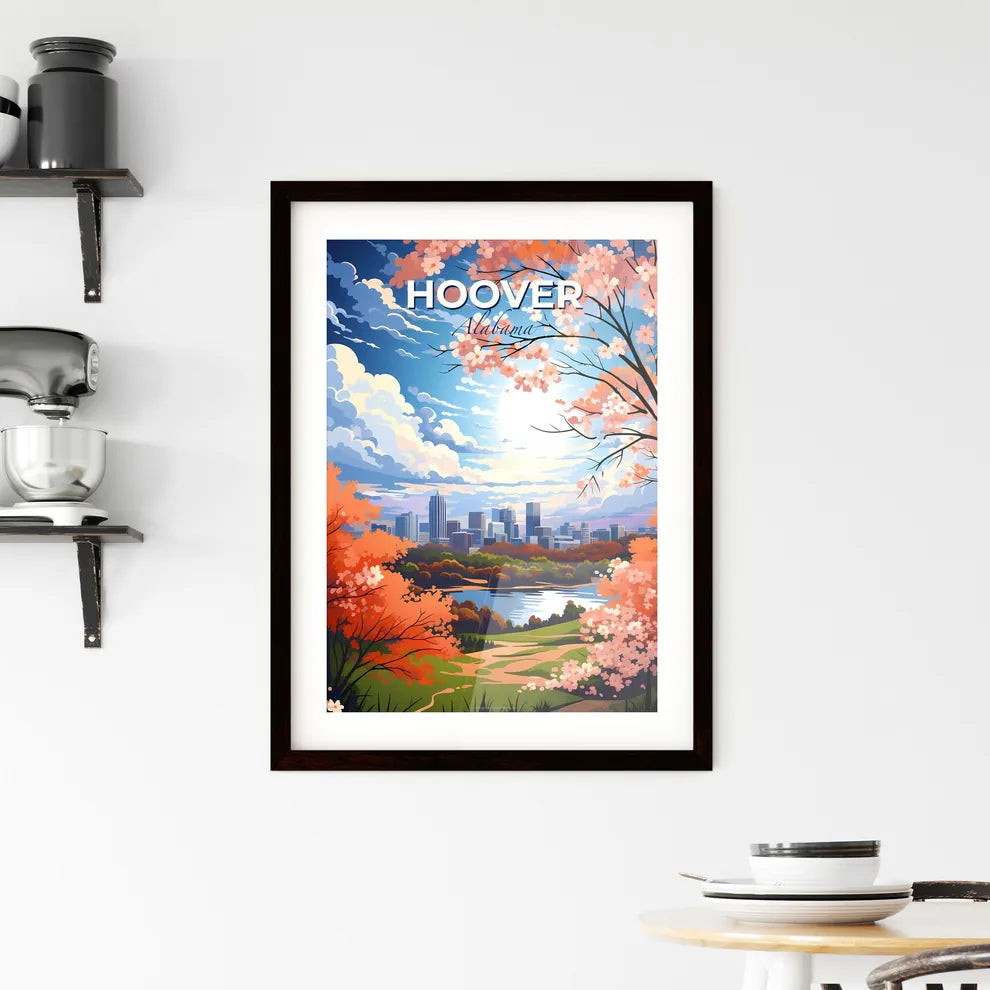 Hoover, Alabama, A Poster of a city landscape with trees and a river Default Title