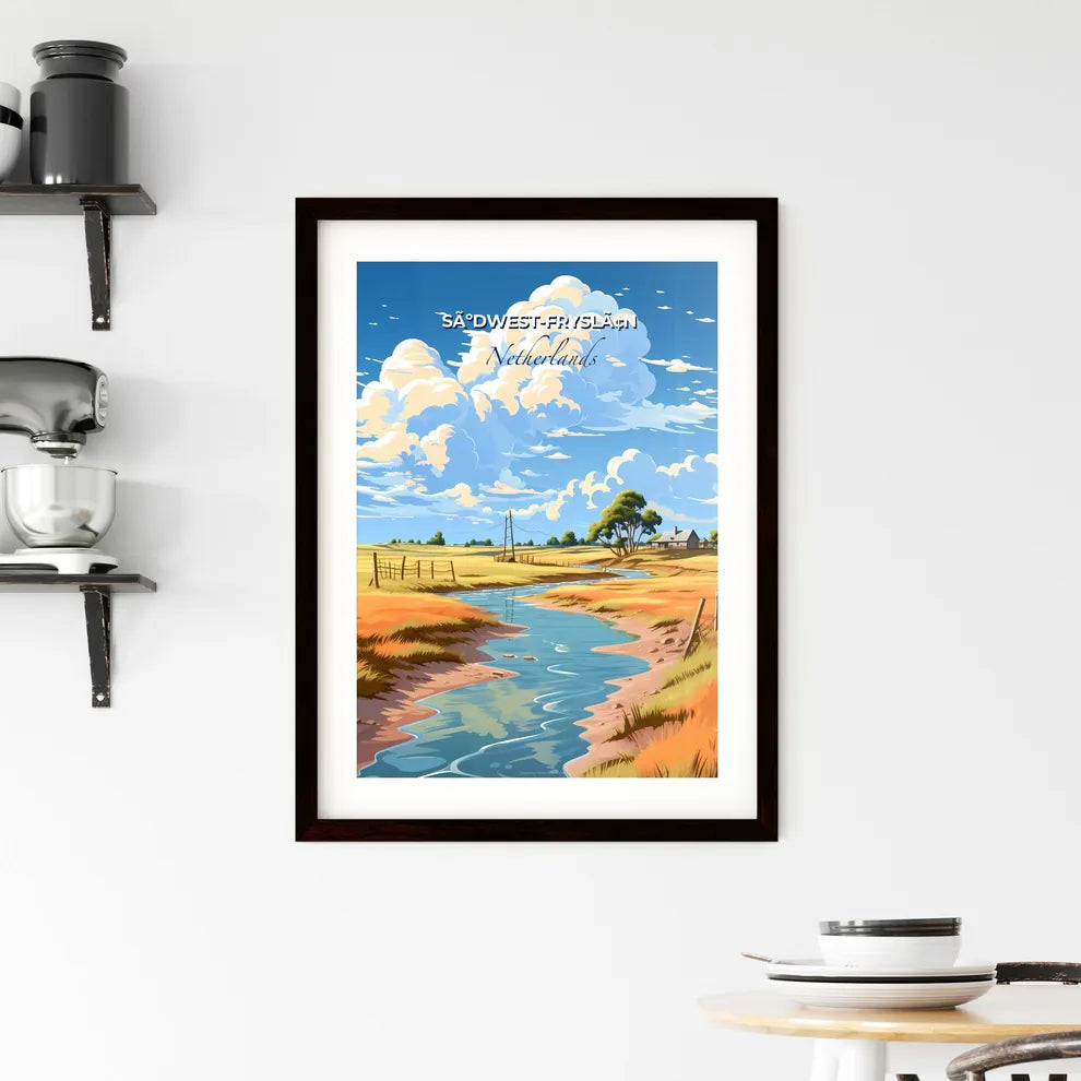 SãºDwest-Fryslã¢N, Netherlands, A Poster of a stream running through a field Default Title
