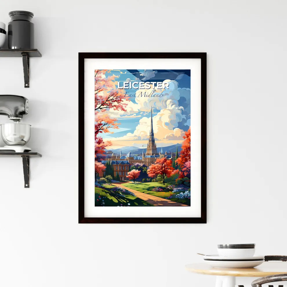 Leicester, East Midlands, A Poster of a landscape with trees and a building Default Title