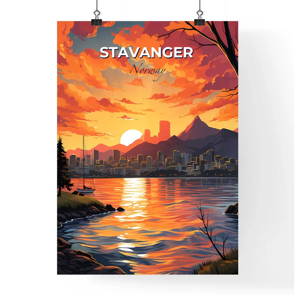 Stavanger, Norway, A Poster of a sunset over a city Default Title