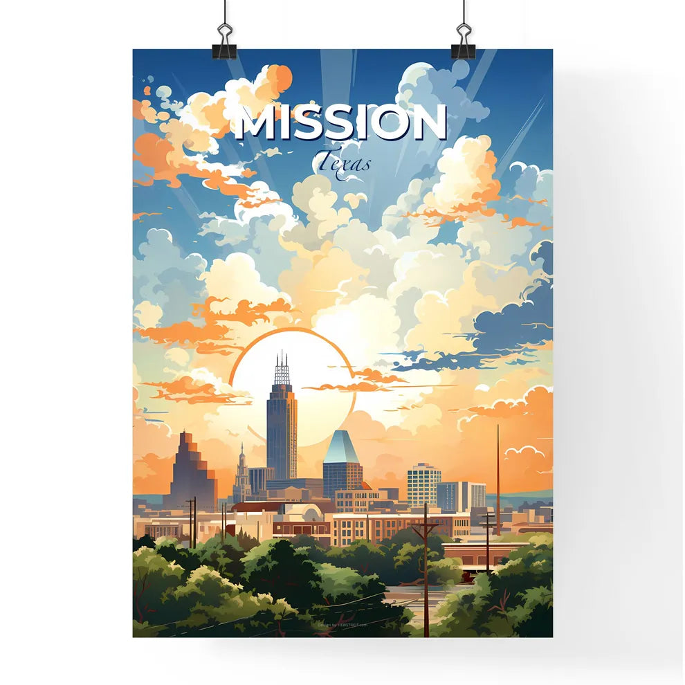 Mission, Texas, A Poster of a city with clouds and sun Default Title