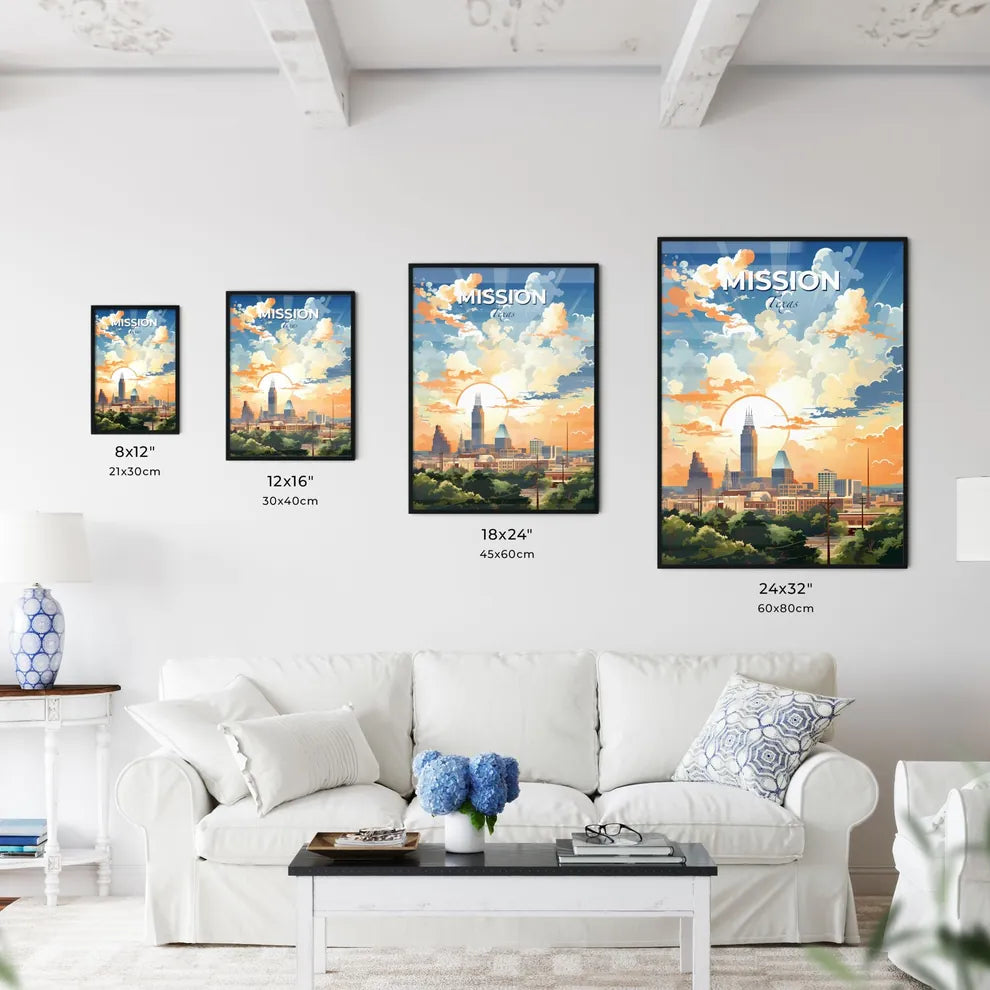 Mission, Texas, A Poster of a city with clouds and sun Default Title