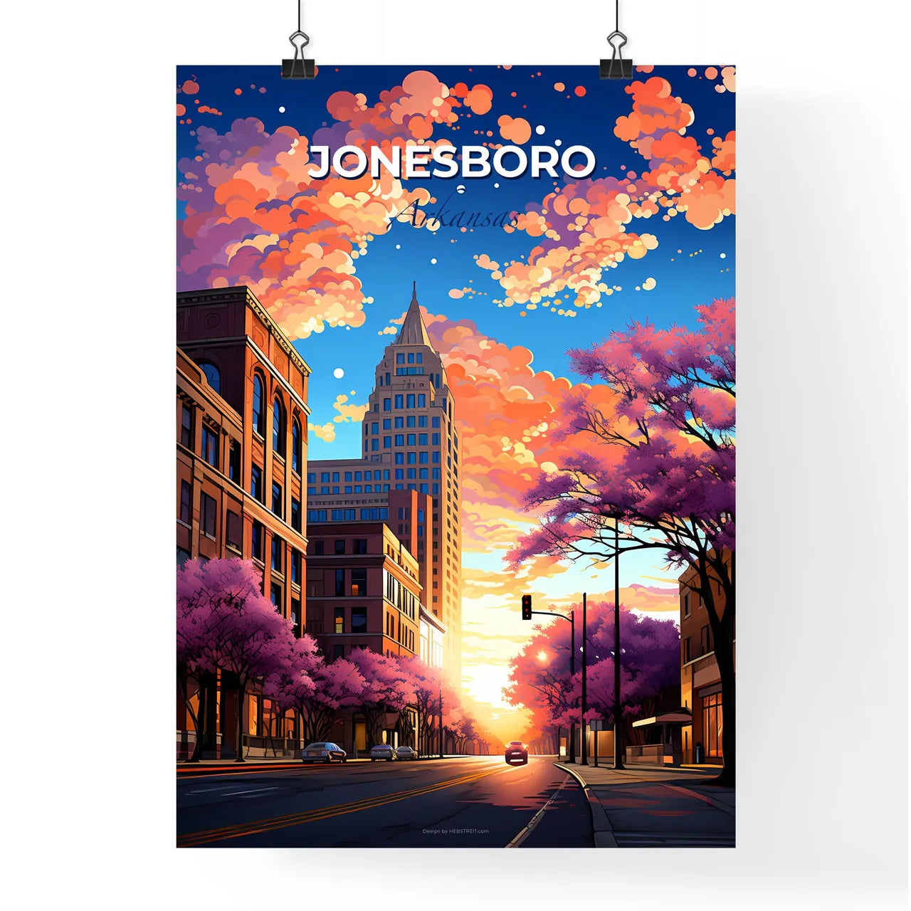 Jonesboro, Arkansas, A Poster of a street with trees and buildings in the background Default Title