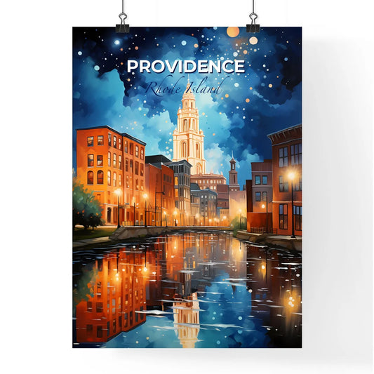 Providence, Rhode Island, A Poster of a water body with buildings and a tower in the background Default Title