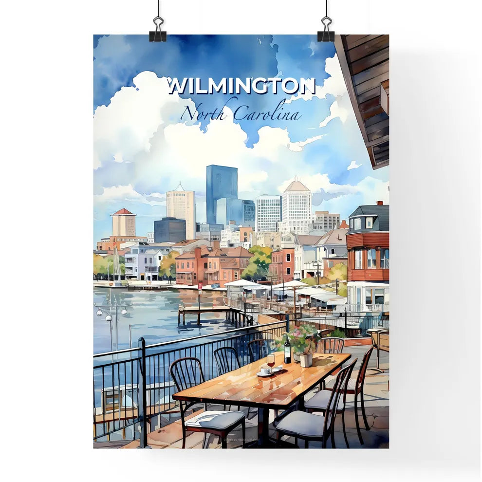 Wilmington, North Carolina, A Poster of a watercolor of a city and a waterfront Default Title