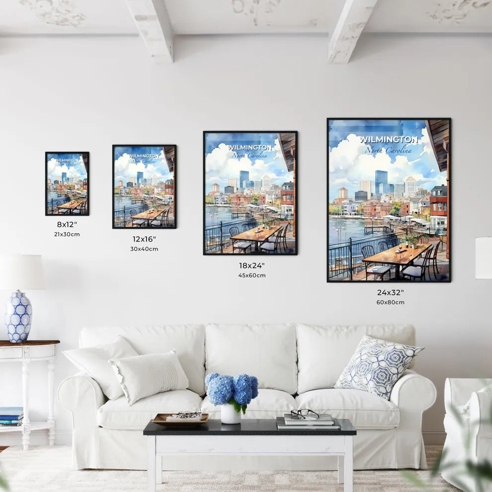 Wilmington, North Carolina, A Poster of a watercolor of a city and a waterfront Default Title