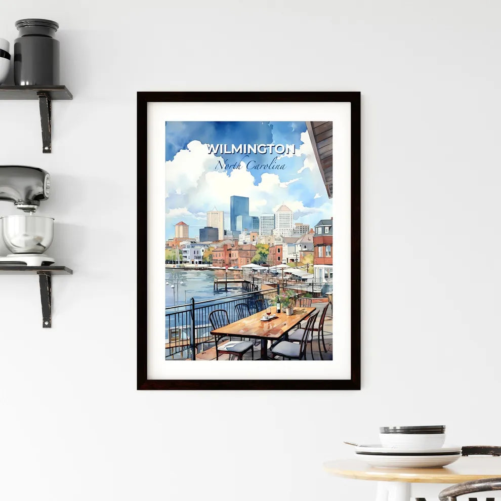 Wilmington, North Carolina, A Poster of a watercolor of a city and a waterfront Default Title