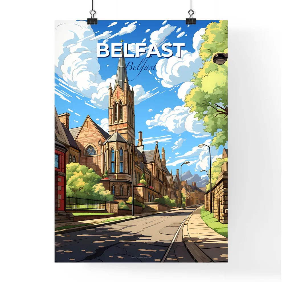 Belfast, Belfast, A Poster of a street with a church and trees Default Title