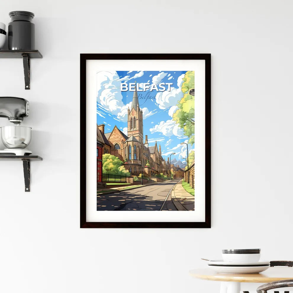 Belfast, Belfast, A Poster of a street with a church and trees Default Title