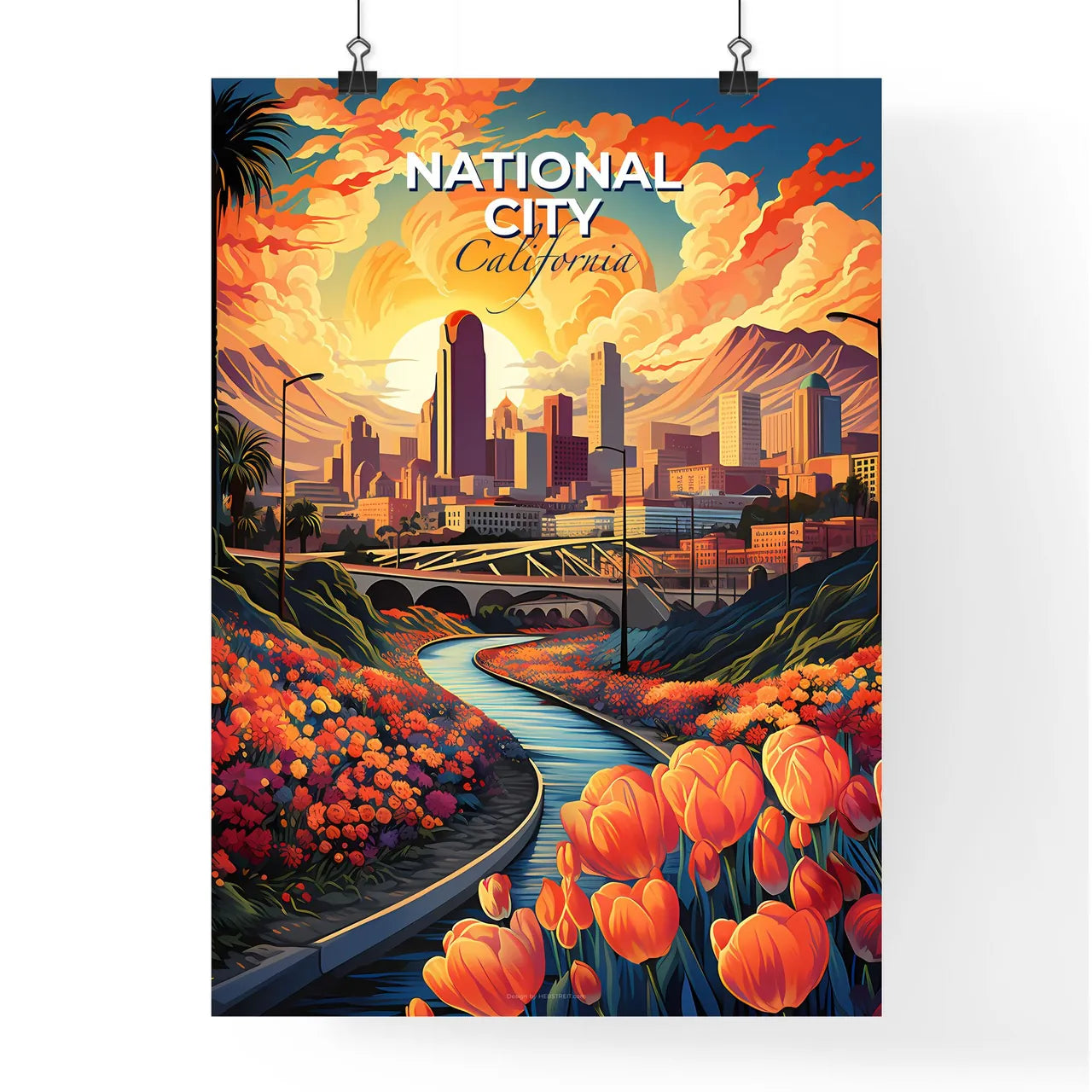 National City, California, A Poster of a river running through a city Default Title