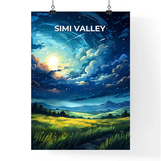 Simi Valley, California, A Poster of a landscape with a field and trees and a bright sky Default Title