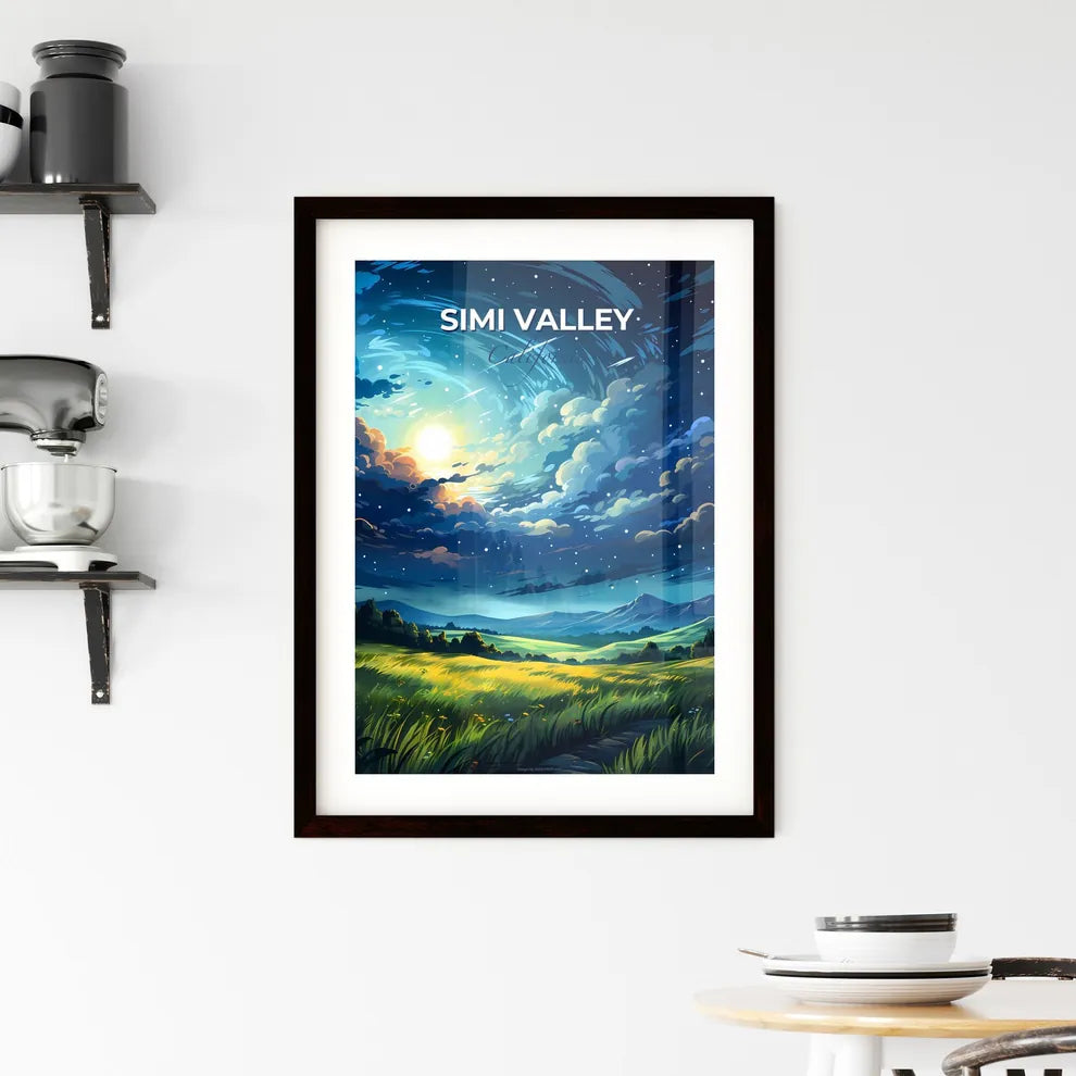Simi Valley, California, A Poster of a landscape with a field and trees and a bright sky Default Title