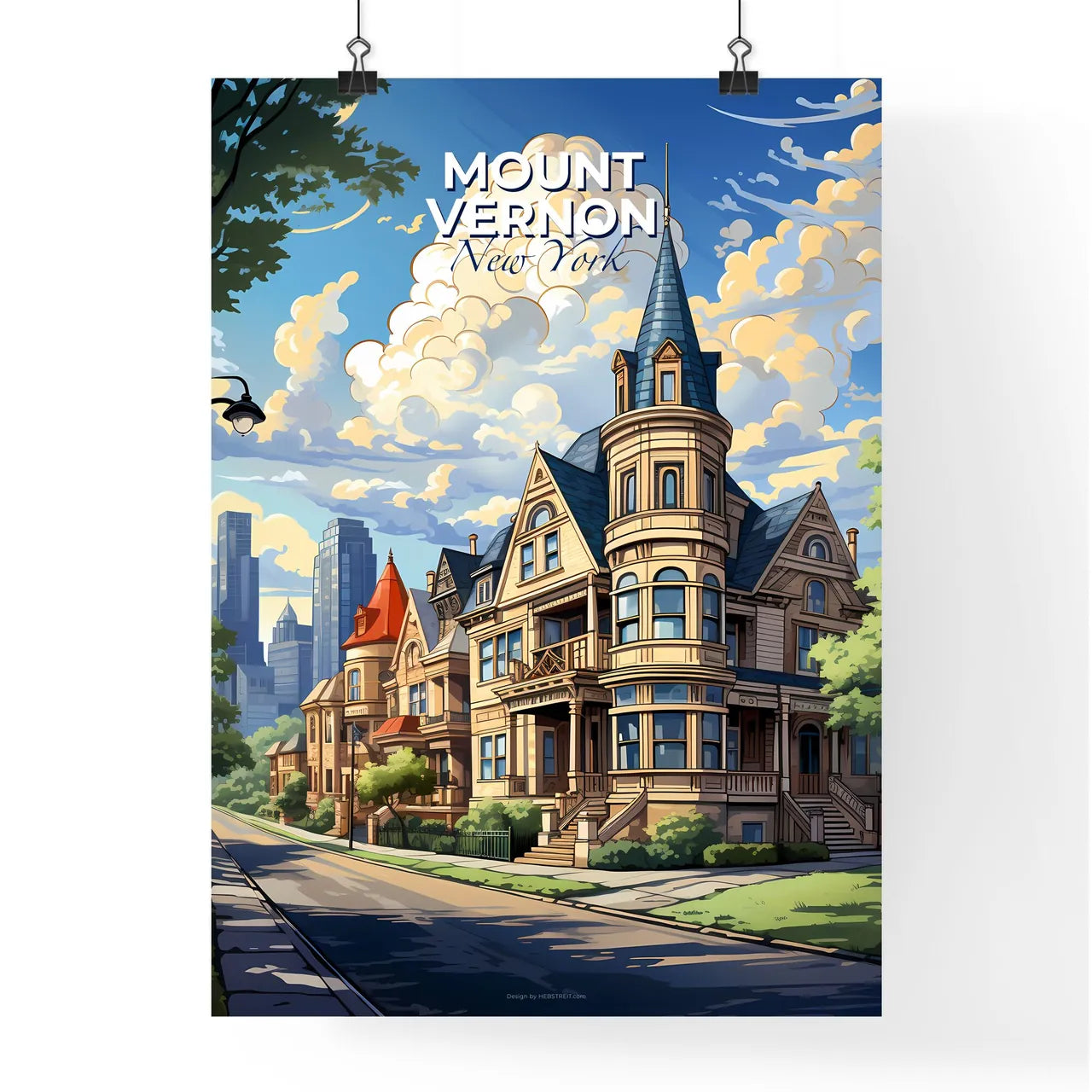 Mount Vernon, New York, A Poster of a large building with a tower on the side of the road Default Title