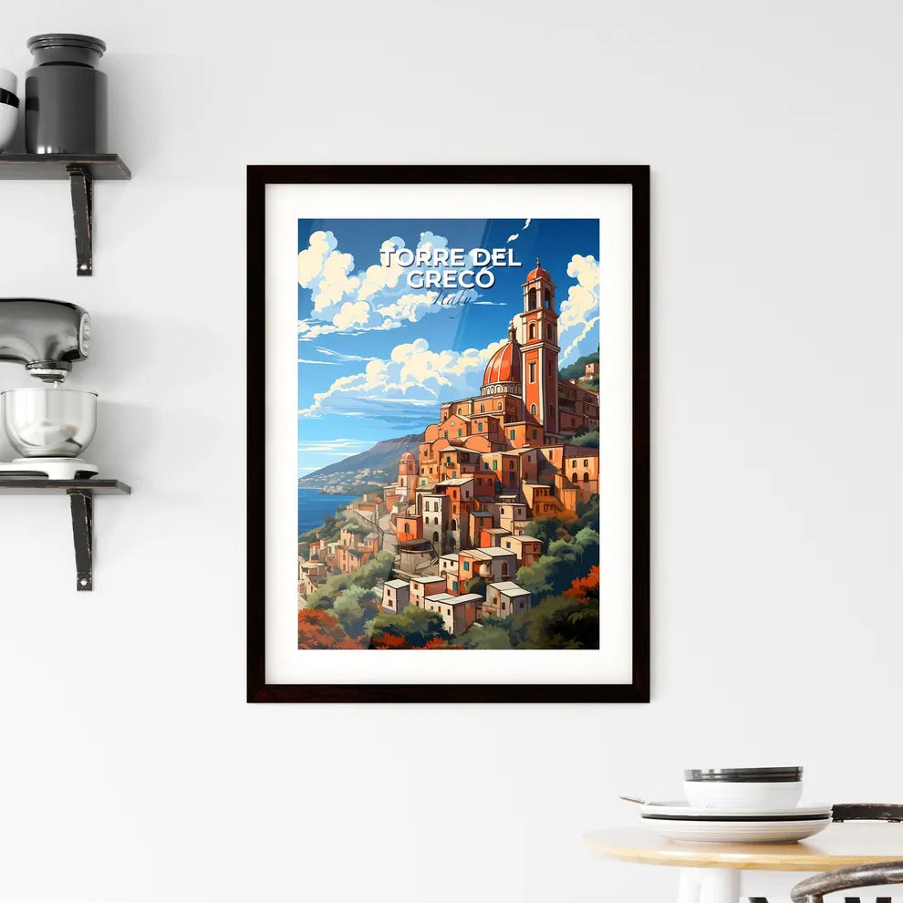 Torre Del Greco, Italy, A Poster of a colorful city on a hill Default Title