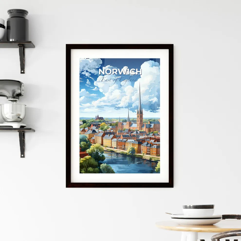 Norwich, East of England, A Poster of a city with a river and trees Default Title