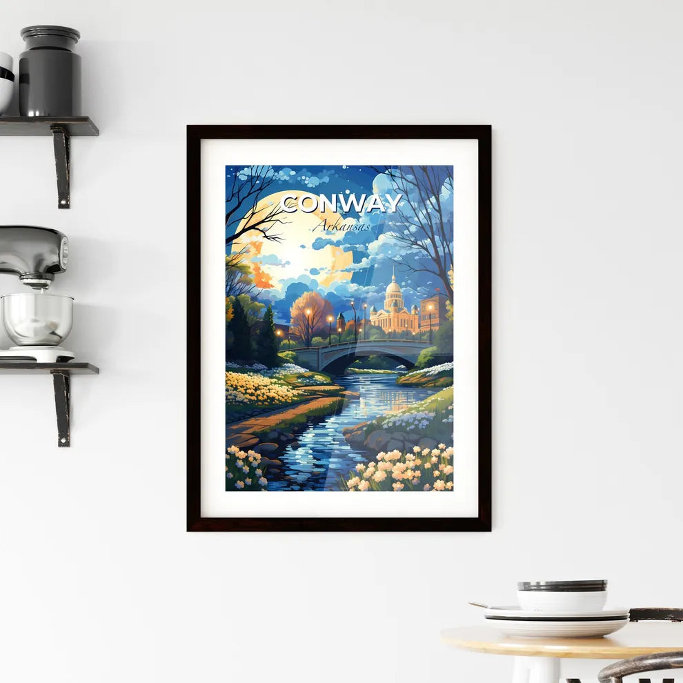 Conway, Arkansas, A Poster of a river running through a park with a bridge and trees Default Title