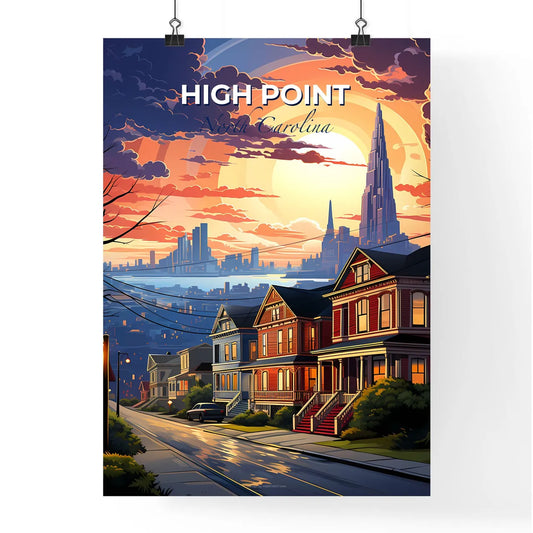 High Point, North Carolina, A Poster of a street with houses and a city in the background Default Title