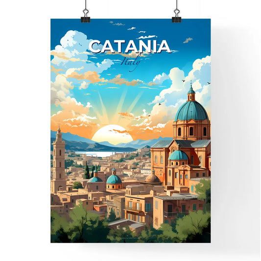 Catania, Italy, A Poster of a city with a dome and buildings Default Title